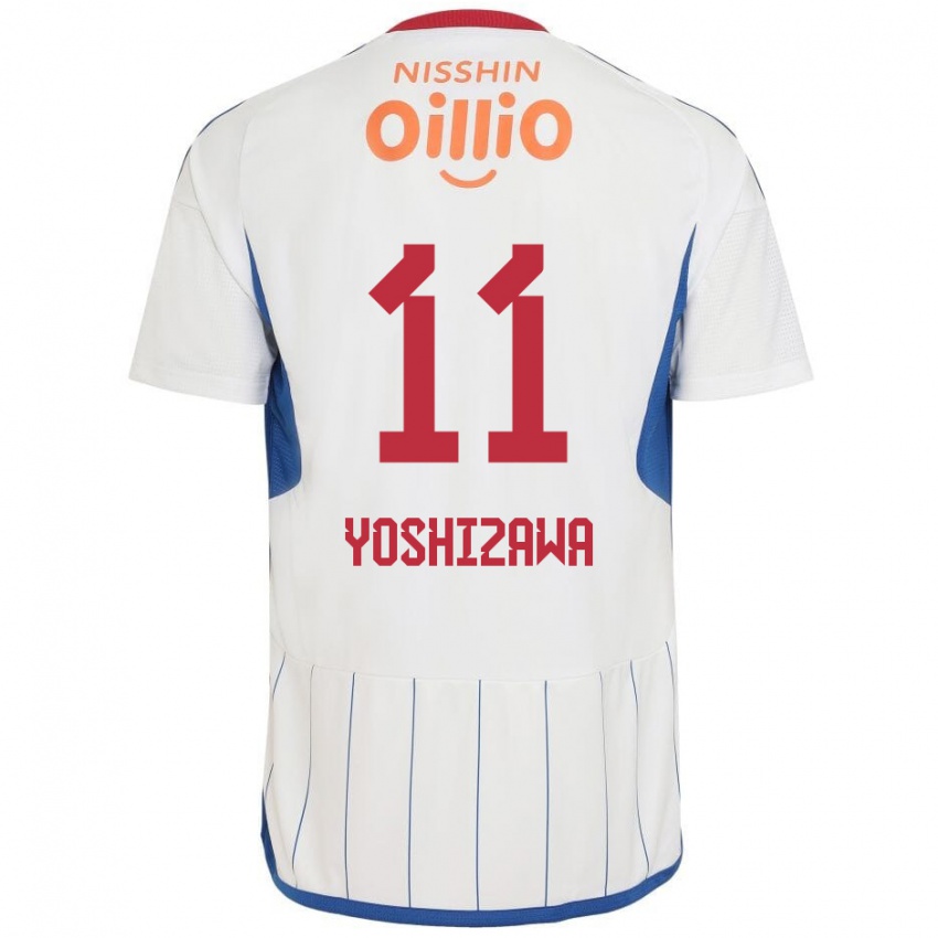 Niño Camiseta Mirai Yoshizawa #11 Blanco Azul Rojo 2ª Equipación 2024/25 La Camisa