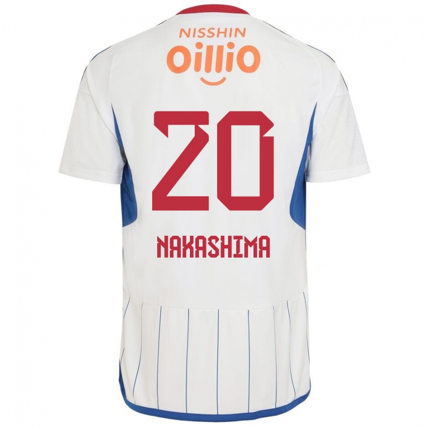 Niño Camiseta Rikuto Nakashima #20 Blanco Azul Rojo 2ª Equipación 2024/25 La Camisa