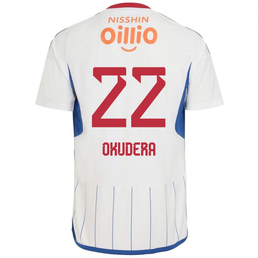 Niño Camiseta Minato Okudera #22 Blanco Azul Rojo 2ª Equipación 2024/25 La Camisa