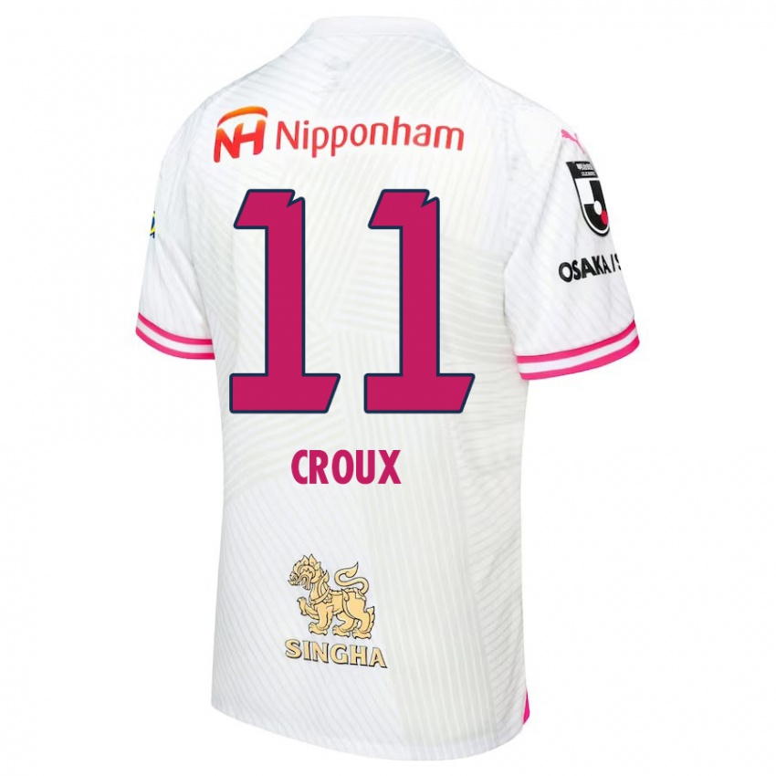 Niño Camiseta Jordy Croux #11 Blanco Rosa 2ª Equipación 2024/25 La Camisa