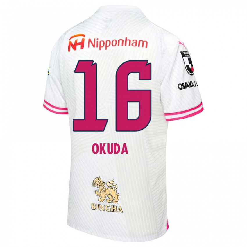 Niño Camiseta Hayato Okuda #16 Blanco Rosa 2ª Equipación 2024/25 La Camisa