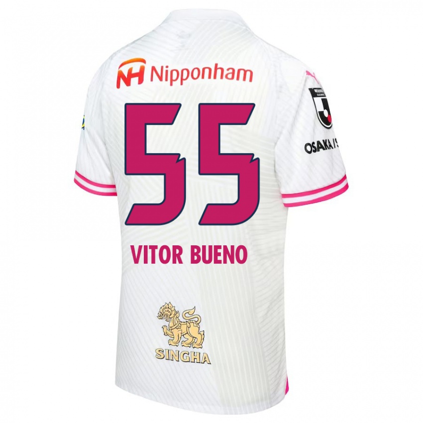 Niño Camiseta Vitor Bueno #55 Blanco Rosa 2ª Equipación 2024/25 La Camisa