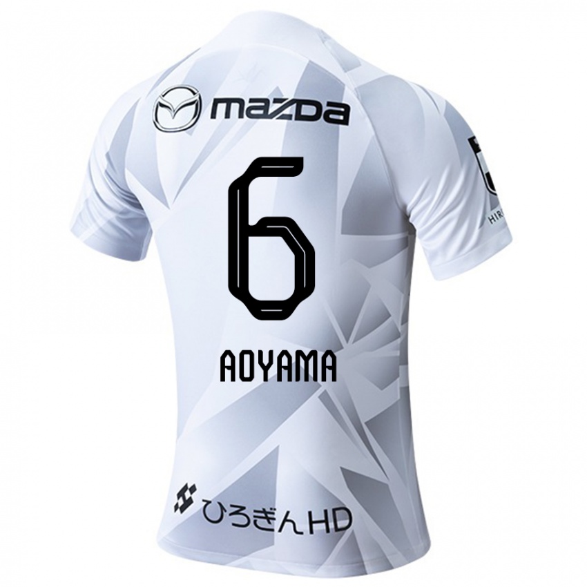 Niño Camiseta Toshihiro Aoyama #6 Blanco Gris Negro 2ª Equipación 2024/25 La Camisa