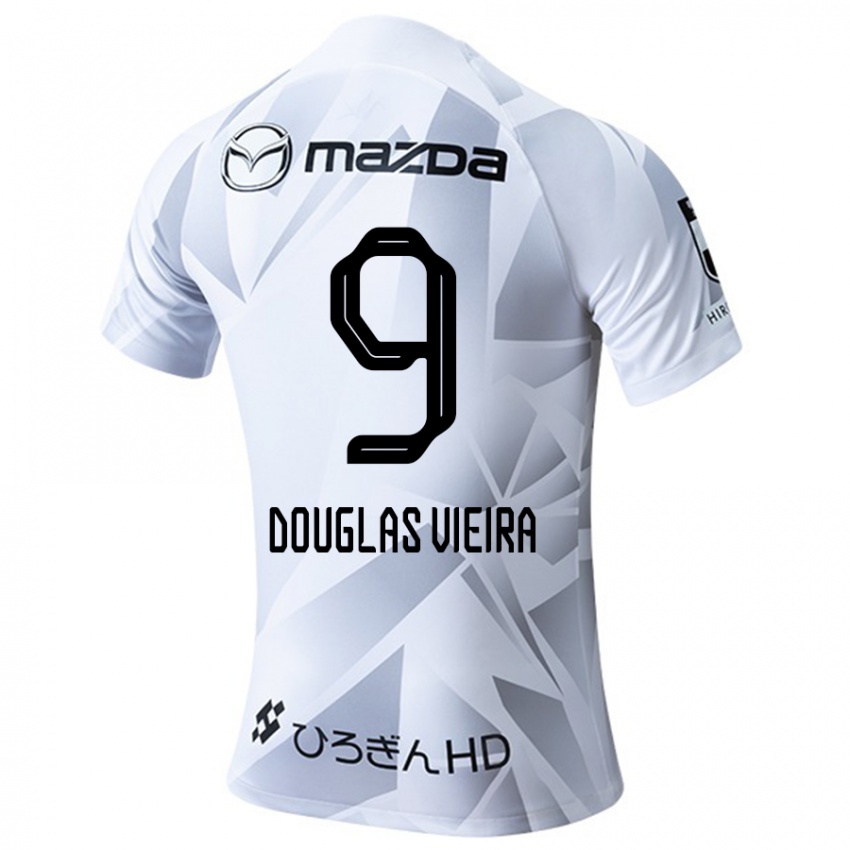 Niño Camiseta Douglas Vieira #9 Blanco Gris Negro 2ª Equipación 2024/25 La Camisa