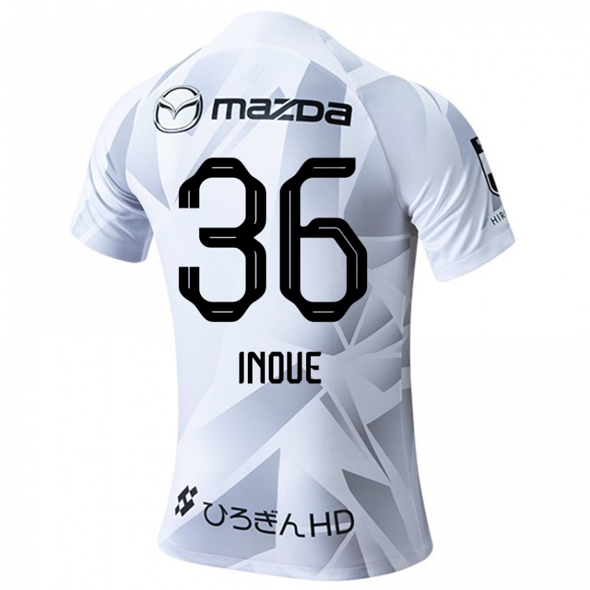 Niño Camiseta Aren Inoue #36 Blanco Gris Negro 2ª Equipación 2024/25 La Camisa