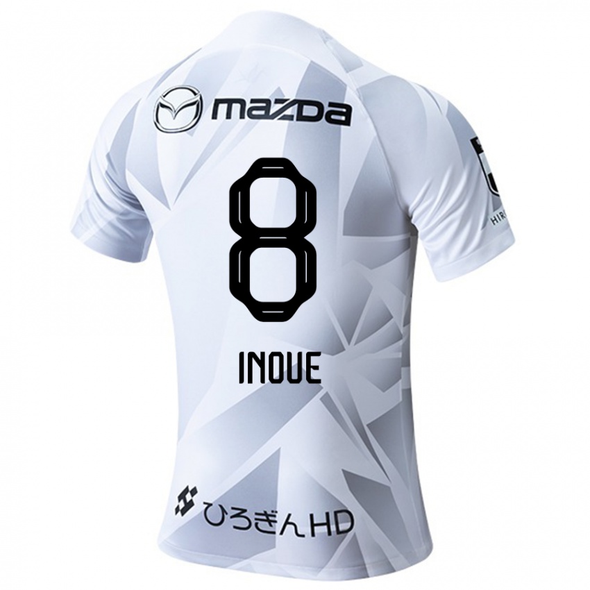 Niño Camiseta Akashi Inoue #8 Blanco Gris Negro 2ª Equipación 2024/25 La Camisa