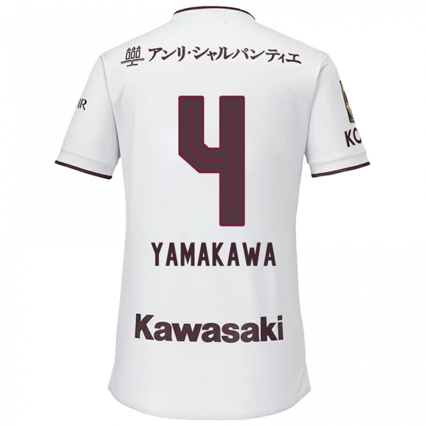 Niño Camiseta Tetsushi Yamakawa #4 Blanco Rojo 2ª Equipación 2024/25 La Camisa