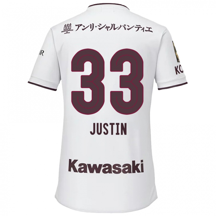 Niño Camiseta Justin Homma #33 Blanco Rojo 2ª Equipación 2024/25 La Camisa