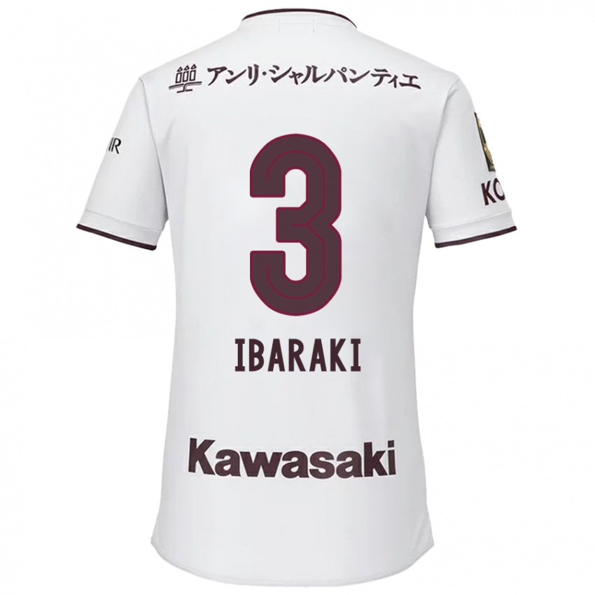 Niño Camiseta Riku Ibaraki #3 Blanco Rojo 2ª Equipación 2024/25 La Camisa