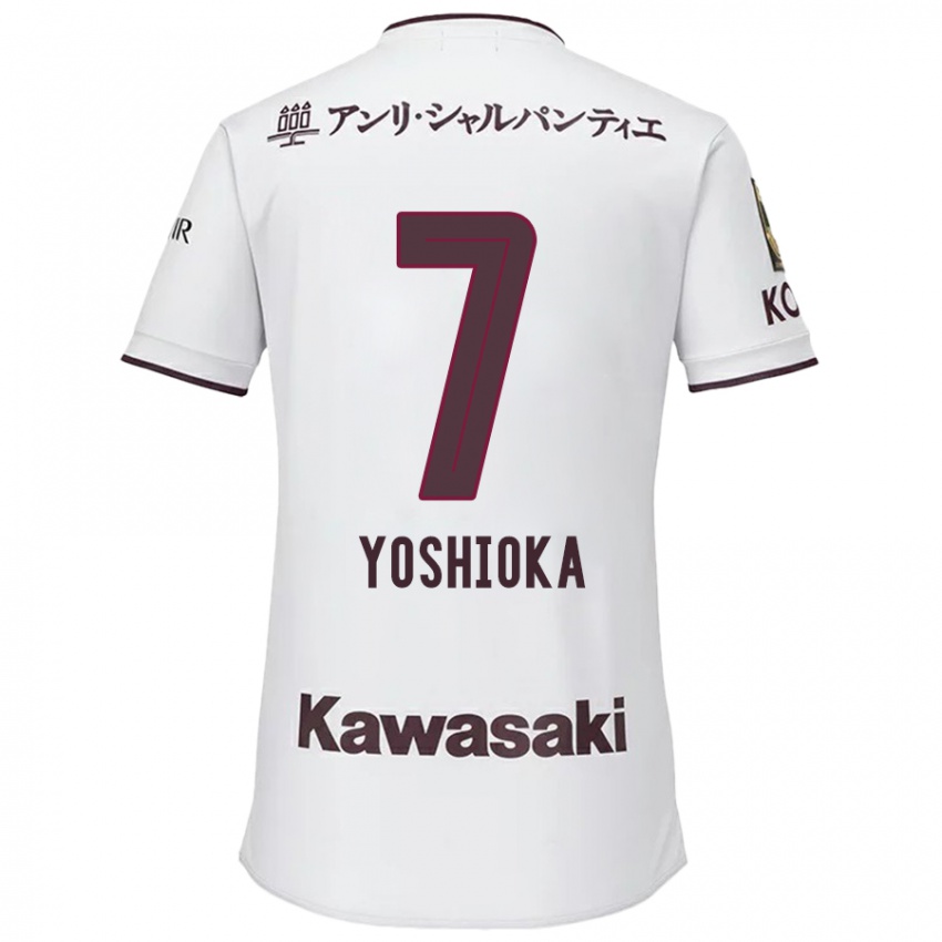 Niño Camiseta Ran Yoshioka #7 Blanco Rojo 2ª Equipación 2024/25 La Camisa