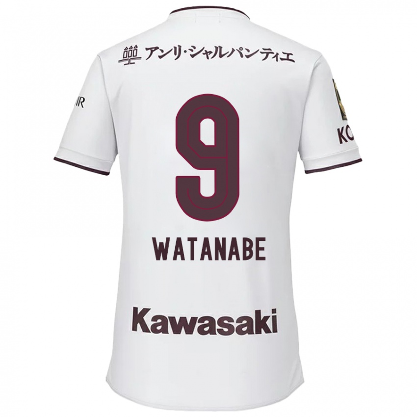 Niño Camiseta Hayato Watanabe #9 Blanco Rojo 2ª Equipación 2024/25 La Camisa