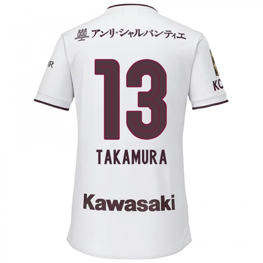 Niño Camiseta Tokiya Takamura #13 Blanco Rojo 2ª Equipación 2024/25 La Camisa