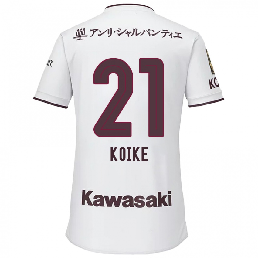 Niño Camiseta Shusuke Koike #21 Blanco Rojo 2ª Equipación 2024/25 La Camisa