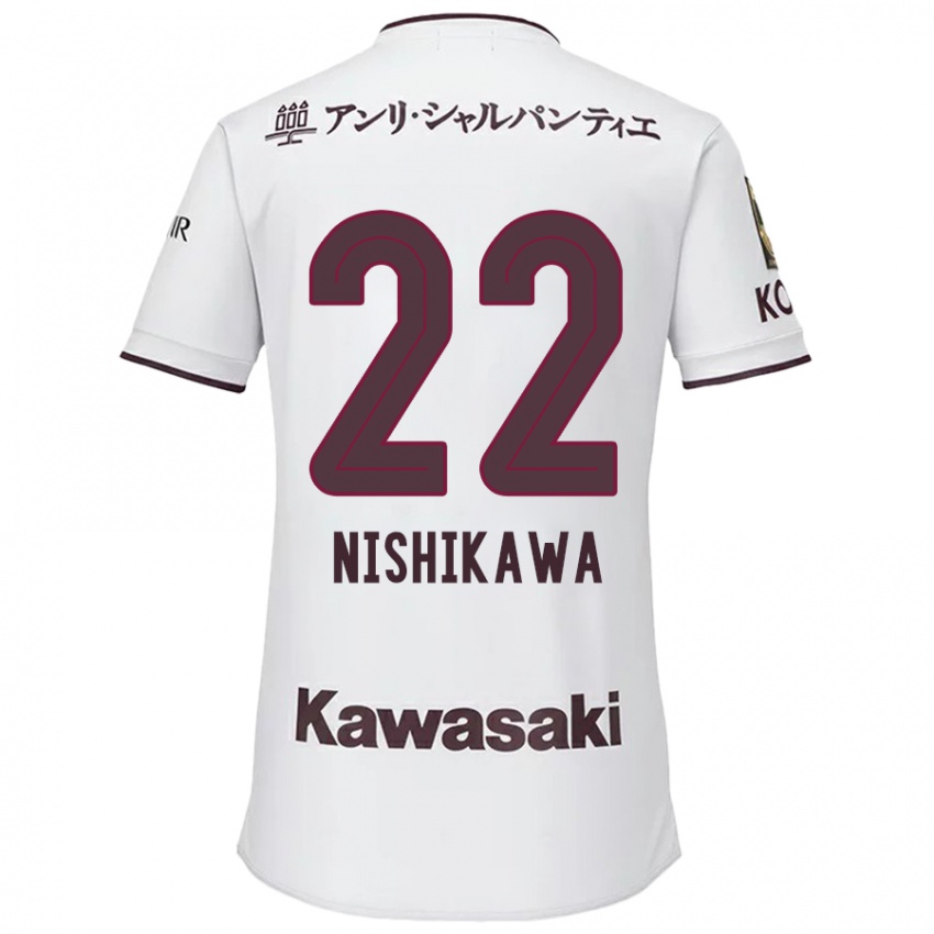 Niño Camiseta Aiku Nishikawa #22 Blanco Rojo 2ª Equipación 2024/25 La Camisa