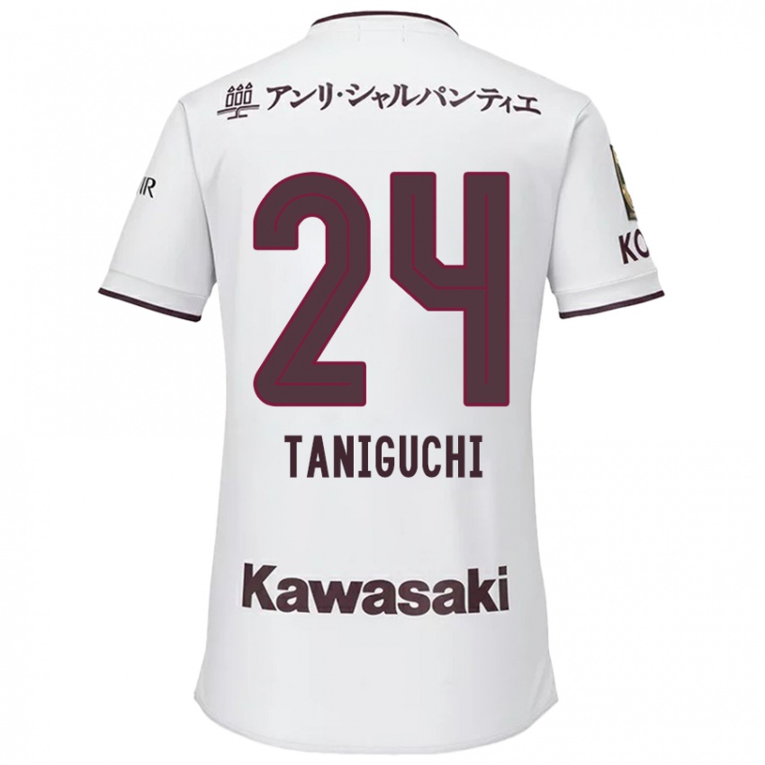 Niño Camiseta Hiroto Taniguchi #24 Blanco Rojo 2ª Equipación 2024/25 La Camisa