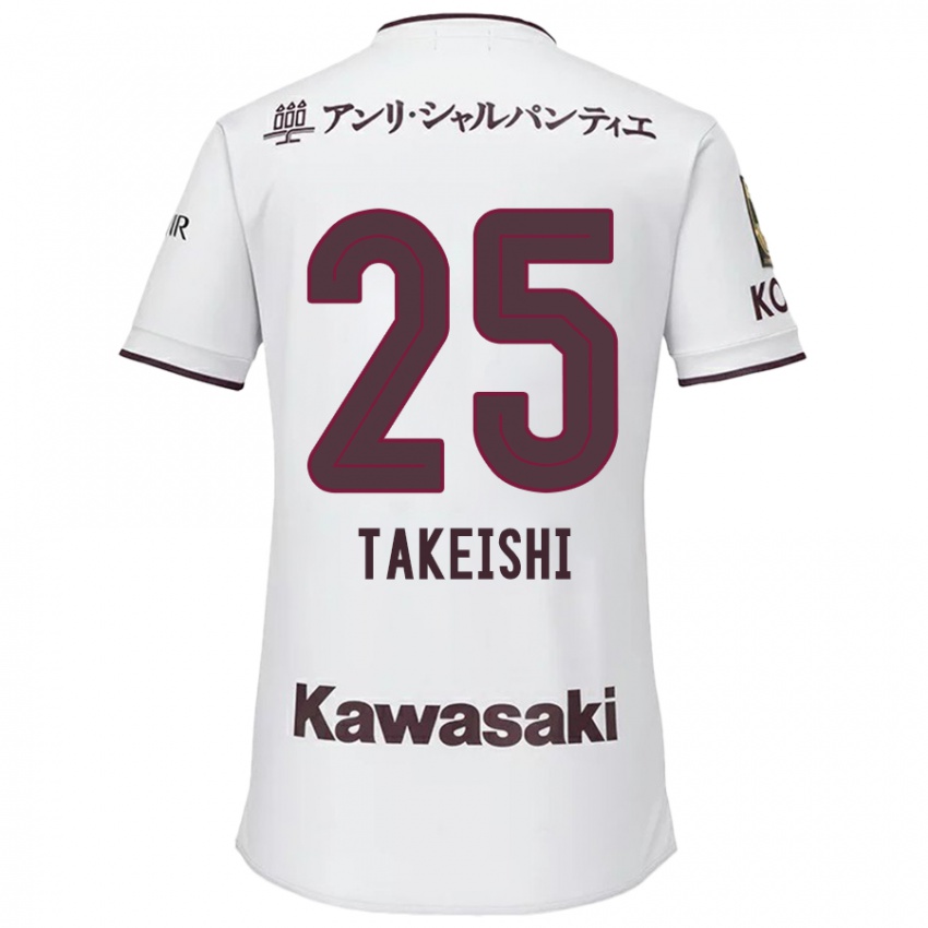 Niño Camiseta Tsubasa Takeishi #25 Blanco Rojo 2ª Equipación 2024/25 La Camisa