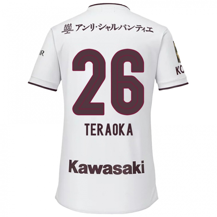 Niño Camiseta Yuma Teraoka #26 Blanco Rojo 2ª Equipación 2024/25 La Camisa