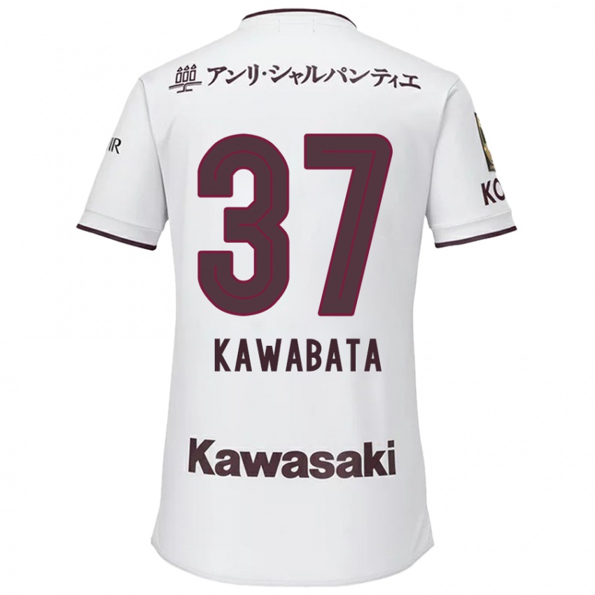 Niño Camiseta Hyoei Kawabata #37 Blanco Rojo 2ª Equipación 2024/25 La Camisa