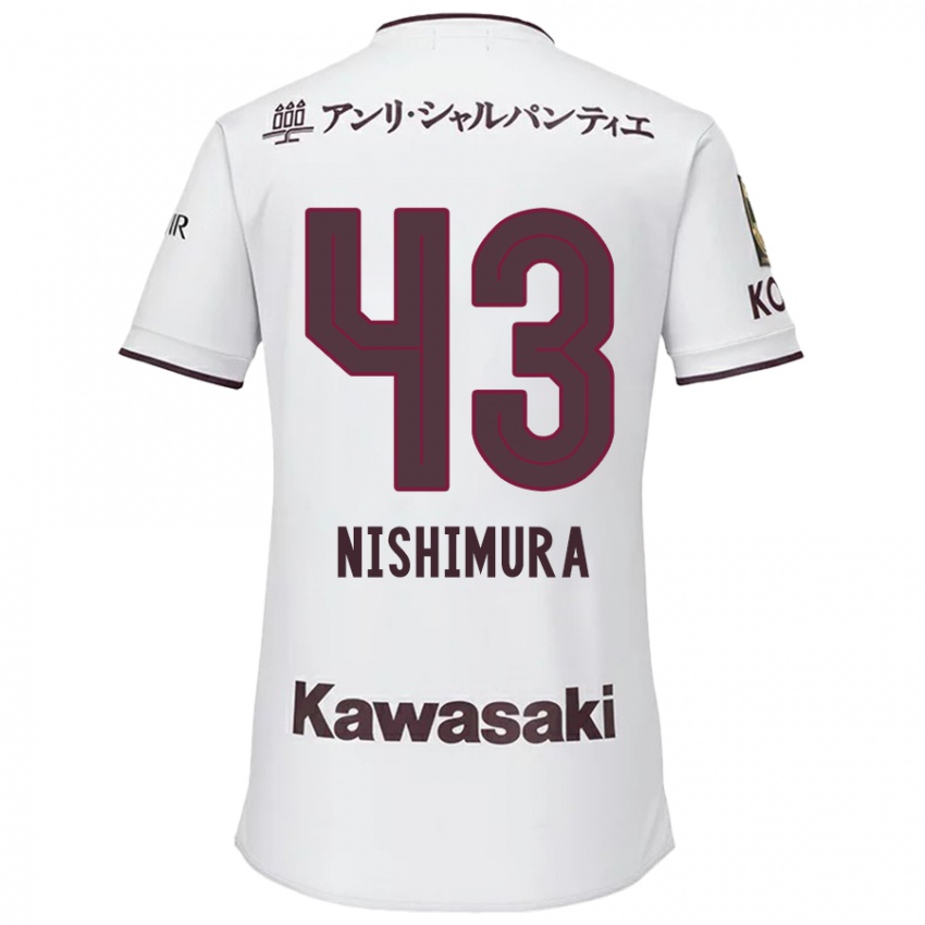 Niño Camiseta Nagi Nishimura #43 Blanco Rojo 2ª Equipación 2024/25 La Camisa