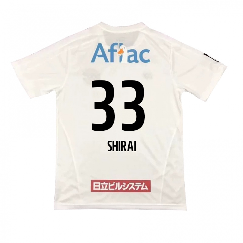 Niño Camiseta Eiji Shirai #33 Blanco Negro 2ª Equipación 2024/25 La Camisa