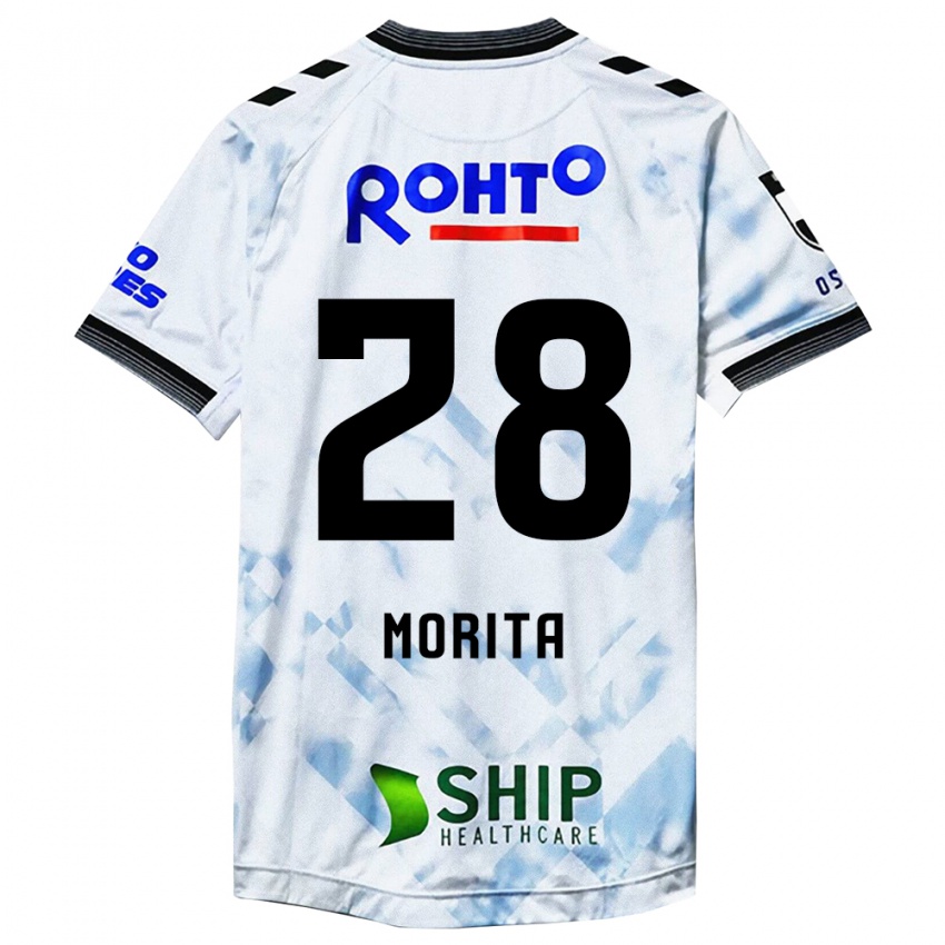 Niño Camiseta Masahiro Morita #28 Blanco Negro 2ª Equipación 2024/25 La Camisa