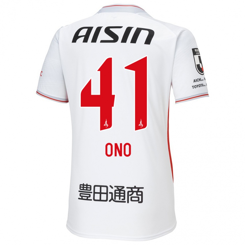 Niño Camiseta Masahito Ono #41 Blanco Amarillo Rojo 2ª Equipación 2024/25 La Camisa