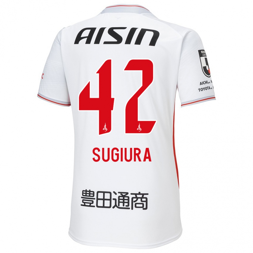 Niño Camiseta Shungo Sugiura #42 Blanco Amarillo Rojo 2ª Equipación 2024/25 La Camisa