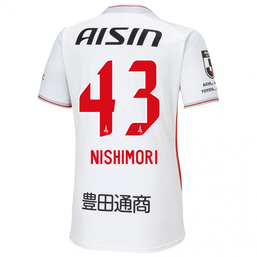 Niño Camiseta Yuto Nishimori #43 Blanco Amarillo Rojo 2ª Equipación 2024/25 La Camisa