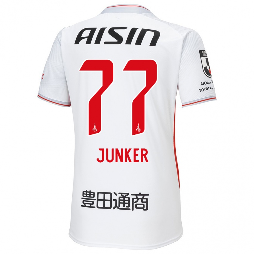 Niño Camiseta Kasper Junker #77 Blanco Amarillo Rojo 2ª Equipación 2024/25 La Camisa