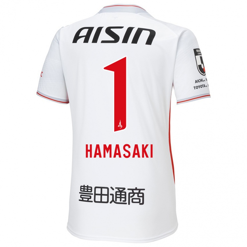 Niño Camiseta Shiki Hamasaki #1 Blanco Amarillo Rojo 2ª Equipación 2024/25 La Camisa