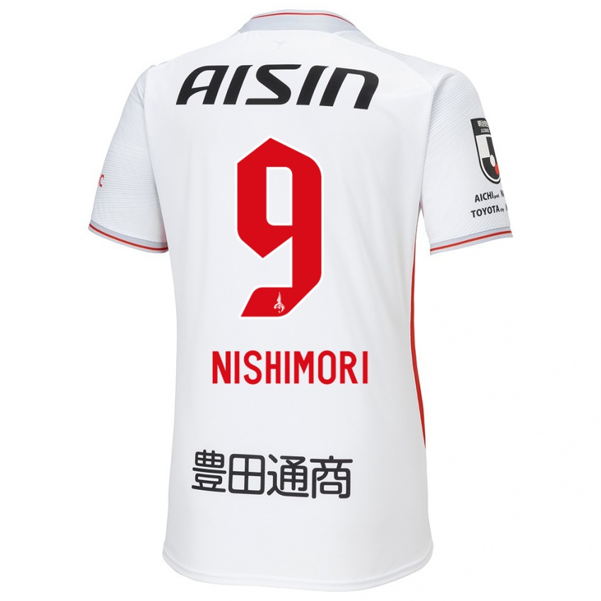 Niño Camiseta Naoto Nishimori #9 Blanco Amarillo Rojo 2ª Equipación 2024/25 La Camisa