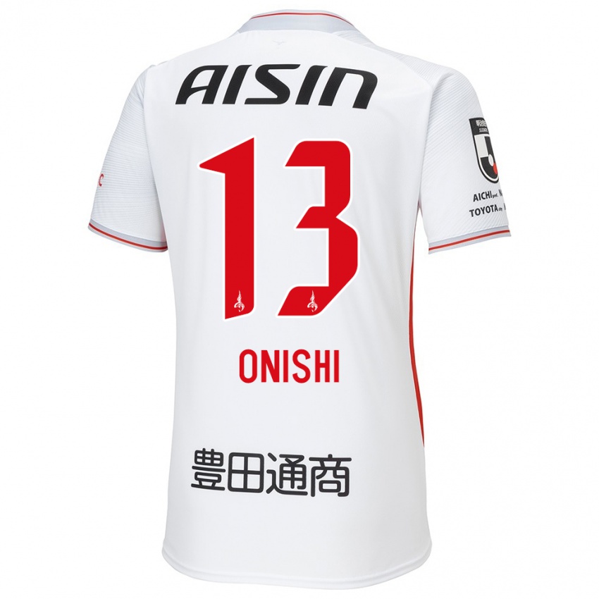 Niño Camiseta Ritsu Onishi #13 Blanco Amarillo Rojo 2ª Equipación 2024/25 La Camisa