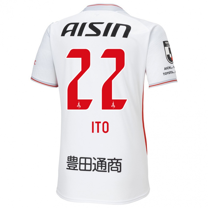 Niño Camiseta Ken Ito #22 Blanco Amarillo Rojo 2ª Equipación 2024/25 La Camisa