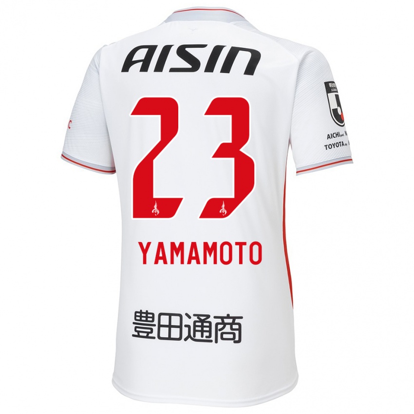 Niño Camiseta Haruki Yamamoto #23 Blanco Amarillo Rojo 2ª Equipación 2024/25 La Camisa