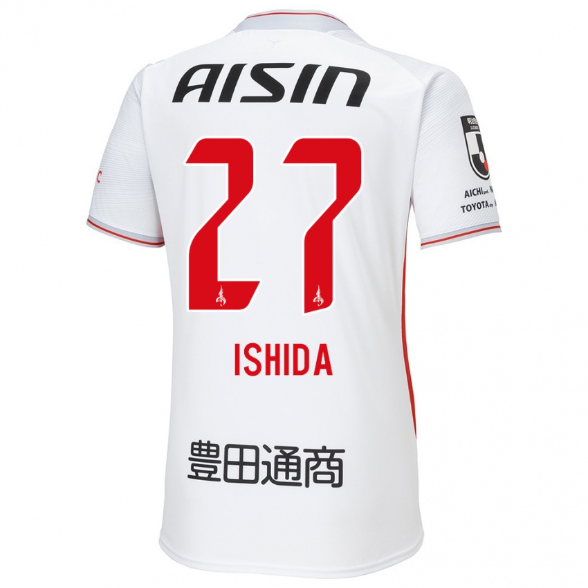 Niño Camiseta Kakeru Ishida #27 Blanco Amarillo Rojo 2ª Equipación 2024/25 La Camisa