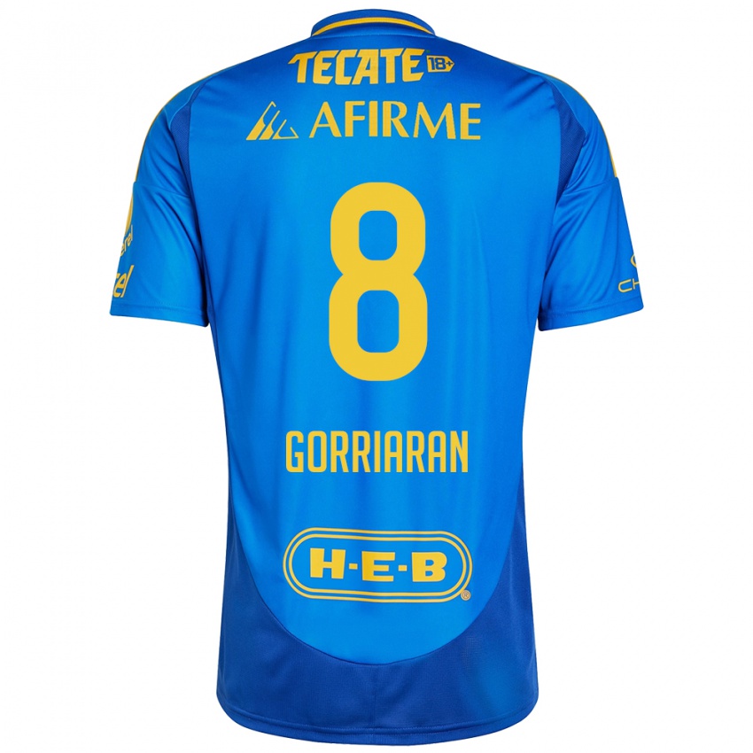 Niño Camiseta Fernando Gorriarán #8 Azul Amarillo 2ª Equipación 2024/25 La Camisa