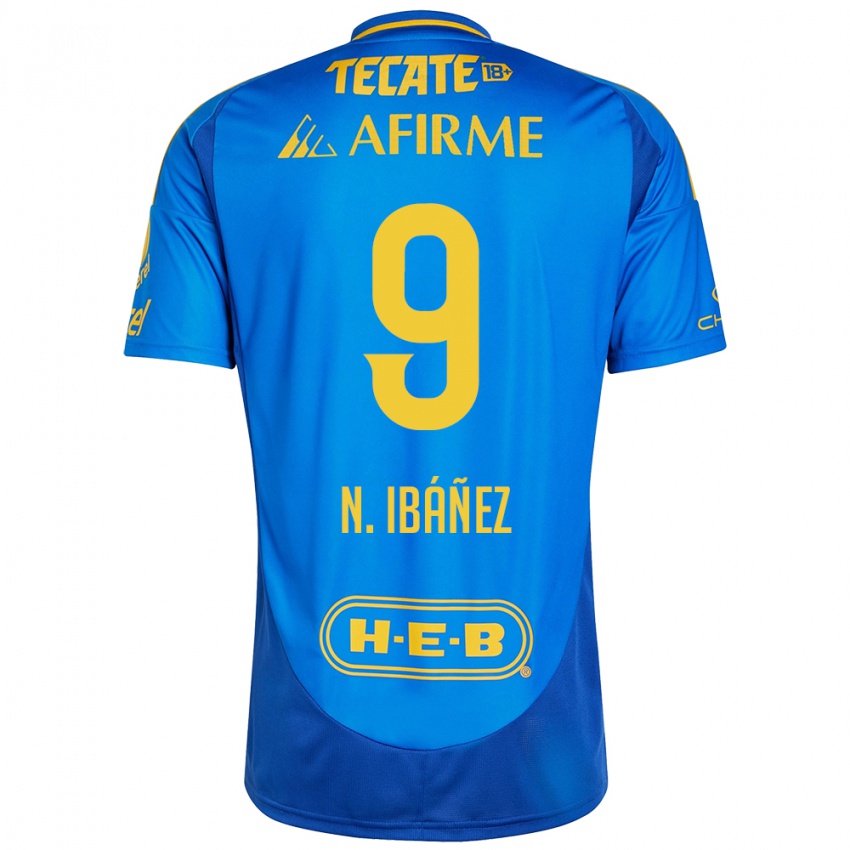 Niño Camiseta Nicolás Ibáñez #9 Azul Amarillo 2ª Equipación 2024/25 La Camisa