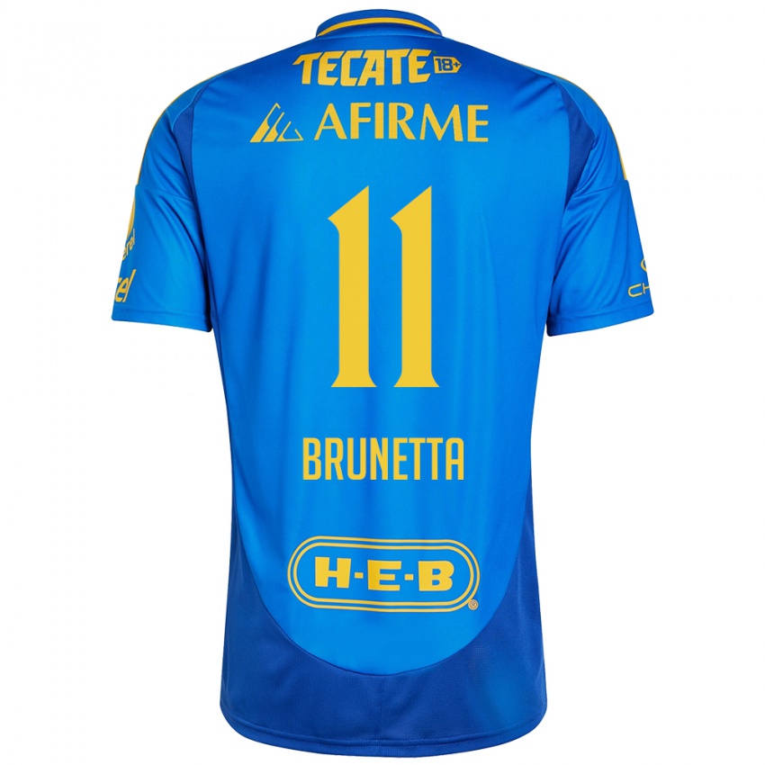 Niño Camiseta Juan Brunetta #11 Azul Amarillo 2ª Equipación 2024/25 La Camisa