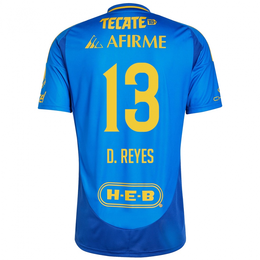 Niño Camiseta Diego Reyes #13 Azul Amarillo 2ª Equipación 2024/25 La Camisa