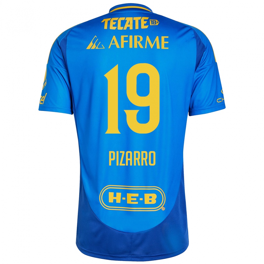 Niño Camiseta Guido Pizarro #19 Azul Amarillo 2ª Equipación 2024/25 La Camisa