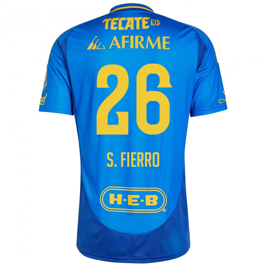 Niño Camiseta Sebastián Fierro #26 Azul Amarillo 2ª Equipación 2024/25 La Camisa