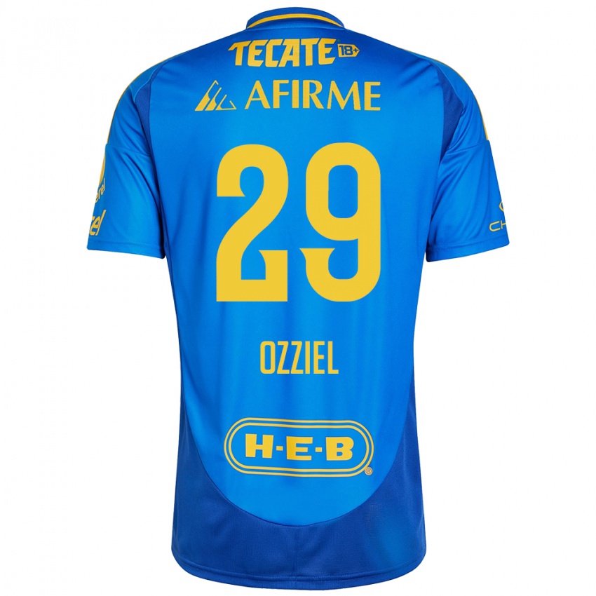 Niño Camiseta Ozziel Herrera #29 Azul Amarillo 2ª Equipación 2024/25 La Camisa