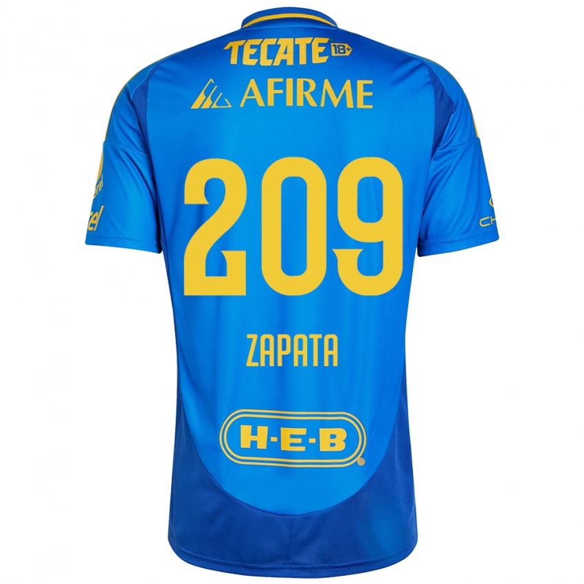 Niño Camiseta Jorge Zapata #209 Azul Amarillo 2ª Equipación 2024/25 La Camisa