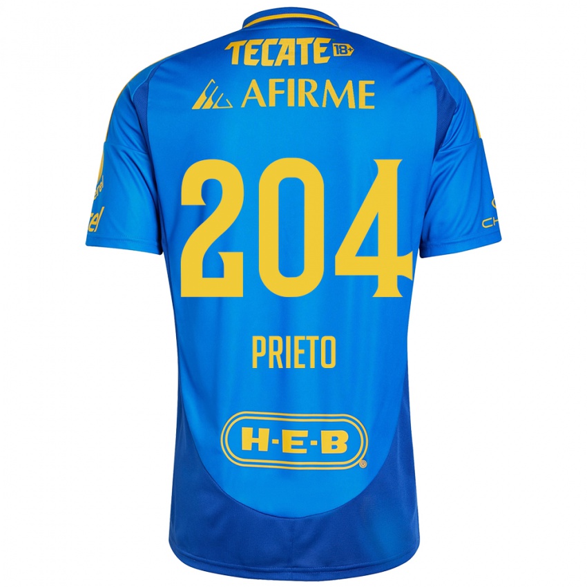 Niño Camiseta Leonel Prieto #204 Azul Amarillo 2ª Equipación 2024/25 La Camisa