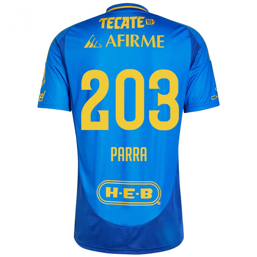 Niño Camiseta Bernardo Parra #203 Azul Amarillo 2ª Equipación 2024/25 La Camisa