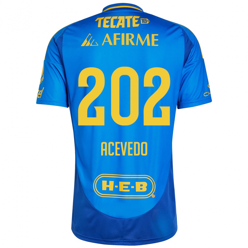 Niño Camiseta José Acevedo #202 Azul Amarillo 2ª Equipación 2024/25 La Camisa