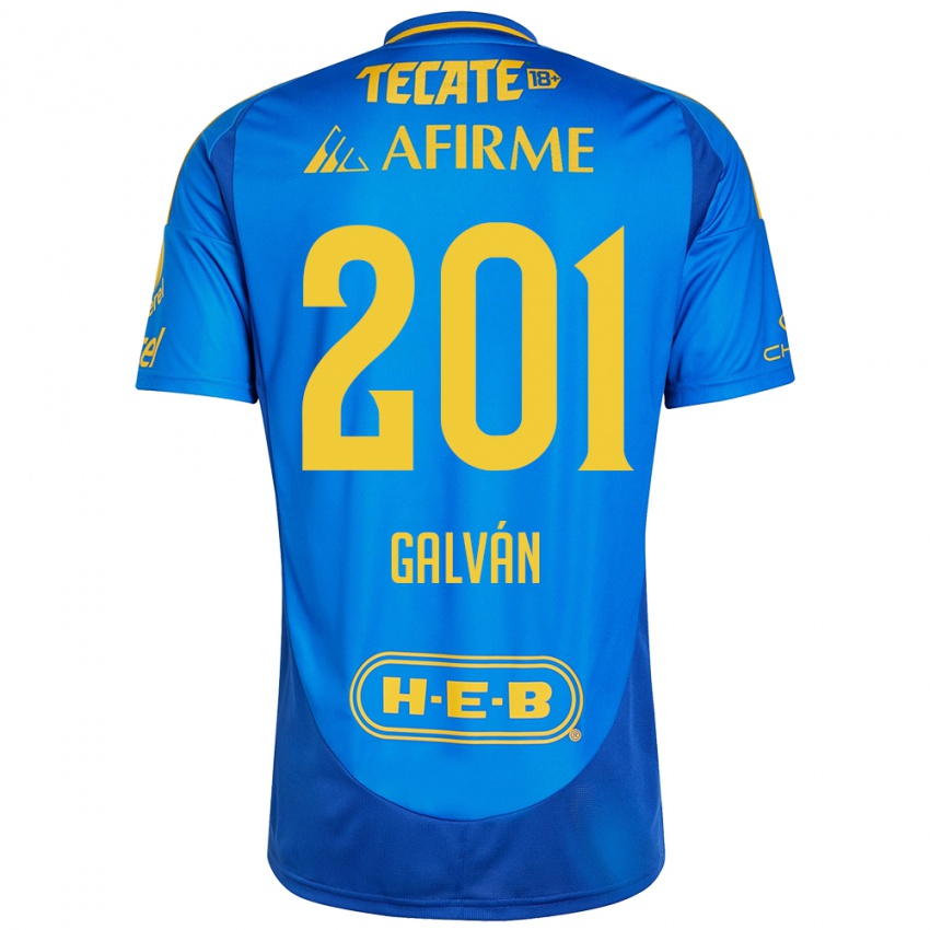 Niño Camiseta Isac Galván #201 Azul Amarillo 2ª Equipación 2024/25 La Camisa