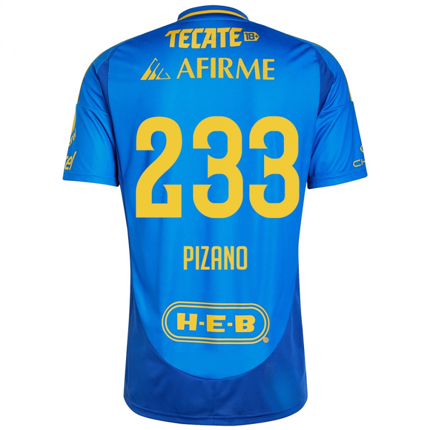 Niño Camiseta Juan Pizano #233 Azul Amarillo 2ª Equipación 2024/25 La Camisa