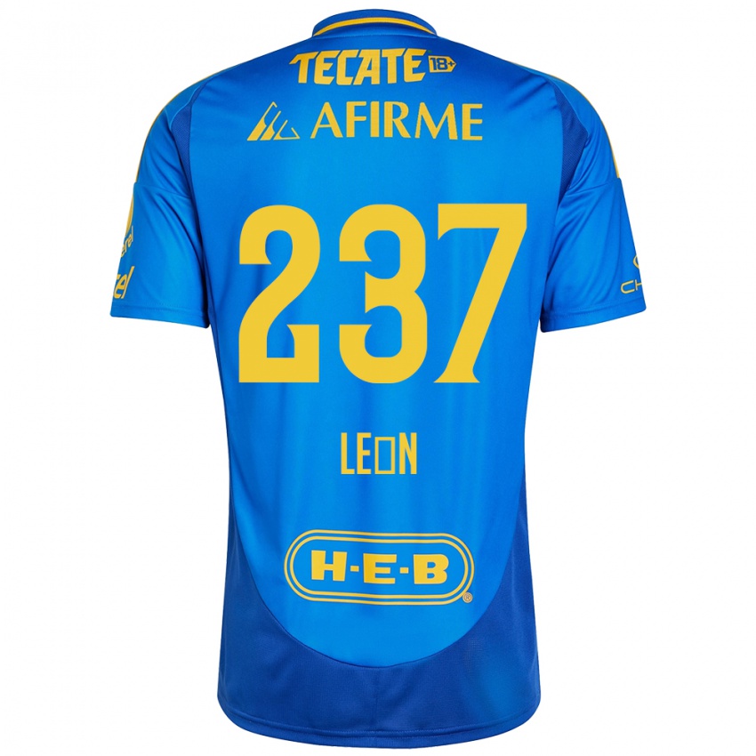 Niño Camiseta Gabriel León #237 Azul Amarillo 2ª Equipación 2024/25 La Camisa