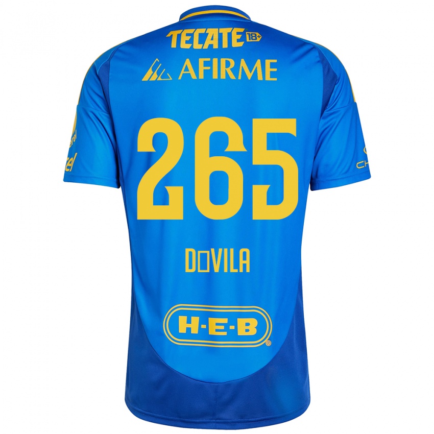 Niño Camiseta Emiliano Dávila #265 Azul Amarillo 2ª Equipación 2024/25 La Camisa